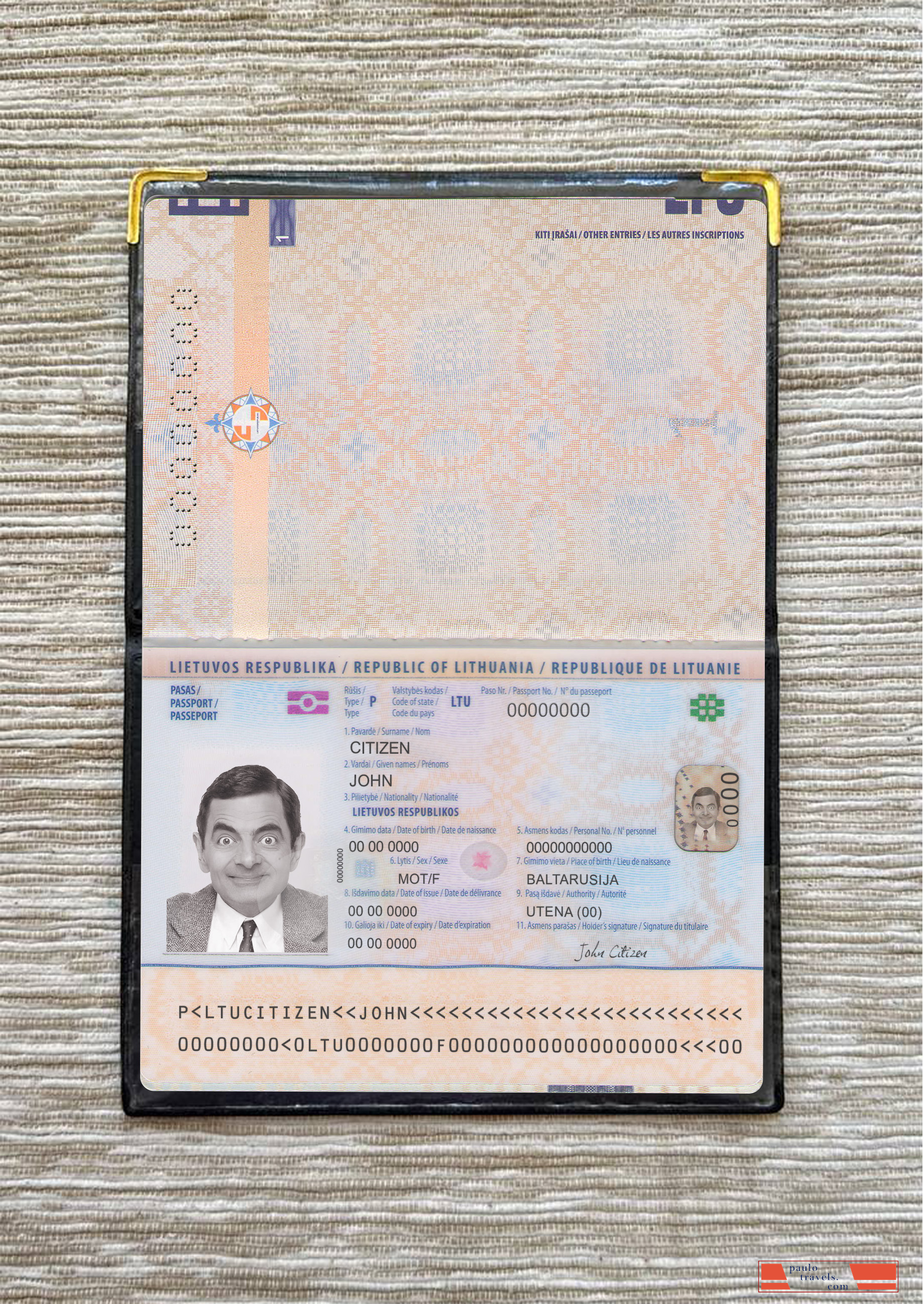 Lithuania passport new 2021 present photolook PSD template